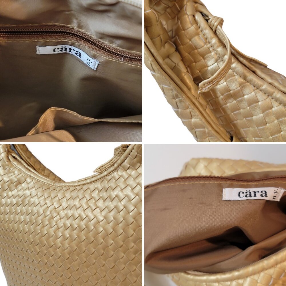 CARA Gold Woven Faux Leather Hobo Shoulder Bag - Picture 5 of 5